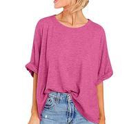 Women Tops Cotton Short Sleeve Crewneck Oversized T Shirts Plain Tee Undershirt Loose Womens Summer Blouses Classic Pullover Plus Size Breathable Tunic Shirts Home Beach Gym Wear