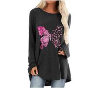 Women Tops Fall Long Sleeve Crewneck Breast Cancer Shirts Dressy Casual Tunic Blouse Loose T Shirts Breast Cancer Cwareness Sweatshirts Baggy Comfy Pullover Trendy Blouses