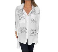 Women Tops UK Sale Clearance Asymmetric Striped Graffic Printed High-Low Tops with Pockets Collared Neck Blouses Casual 3/4 Long Sleeve Tops Ladies Tunic Hide Belly Blouse Comfy Plus Size Tees Shirt