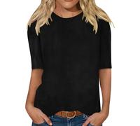Women Tops Velvet Half Sleeve Plain T Shirt Velour Crewneck Tunic Shirt Loose Classic Pullover Womens Blouses Spring Jumpers Lightweight Comfy Undershirt Sports Gym Home Casual Shirt