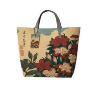 Women Tote Bag Beige Floral Print | Medium Size Large Capacity Shoulder Handbag-Purse with Pocket Compartments Top Handle & Button Closure for Keys Makeup Work Travel & Gifts.