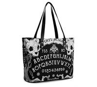 Women Tote Bag Cat Skull Head Witch Magic Board Black Gothic Large Shoulder Bag, Black, One Size, Durable