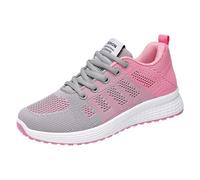 Women Trainers Breathable Mesh Athletic Running Trainers Lace Up Low Top Arch Support Shoes Non Slip Memory Foam Walking Sneakers Soft Chunky Orthopedic Sneakers Lightweight Tennis Sports Shoes Pink