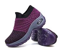 Women Trainers Running Shoes - Air Cushion Sneakers Walking Athletic Mesh Fashion Tennis Breathable Jogging Workout Work Shoe Purple 5.5 UK