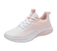 Women Trainers Women Casual Shoes Fashionable Pattern Color Matching Mesh Fabric Casual Thick Sole Comfortable and Sport Pink