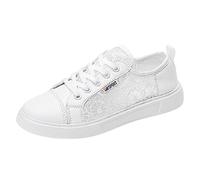 Women Trainers,Womens Canvas Shoes Trainers Casual Plimsolls Lace Up Flat Embroidered Pumps Size UK 4.5-7 (EU 37-42) White