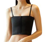 Women Trans Chest Binder,Zipper Underwear Lesbian Breast Binder Strapless Elastic Flat Chest Compression Top Tomboy Tank Top