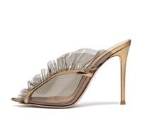 Women Transparent Stiletto Heel Mules, Sexy Open Back Slip-On Heeled Sandals, Summer Pointed Open Toe Party Prom Wedding Dress High Heel Slides,2.5 UK
