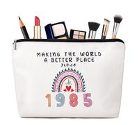 Women Travel Makeup Bag Compact Cosmetic Organizer Mum, Beast or Bridesmaid, 1985, 1