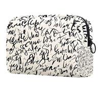 Women Travel Makeup Bag Hand Written Letters Portable Cosmetic Bag Pencil Case Makeup Toiletry Bag for Teenage Girls