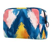 Women Travel Makeup Bag Seamless Zig Zag Pattern Portable Cosmetic Bag Pencil Case Makeup Toiletry Bag for Teenage Girls