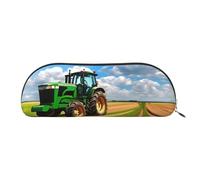 Women Tropical Palm Tree Print Hawaii Beach Cosmetic Bag Travel Makeup Bag Toiletry Bag, Tractor Under Blue Sky And White Clouds, Taglia Unica