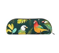 Women Tropical Palm Tree Print Hawaii Beach Cosmetic Bag Travel Makeup Bag Toiletry Bag, Tropical Birds And Leaves Of, Taglia Unica