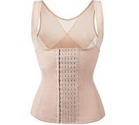 Women Tummy Control Body Shaper Corrector Full Back Brace Corset Vest Waist Trainer Weight Loss Shapewear (Beige 6X)