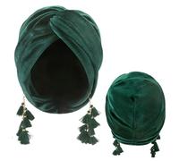 Women Turban,Cozy Polyester Cotton Turban Hats,Indian Turbans Hats Head Wraps Beanie,African Cap for Women, Green, One Size