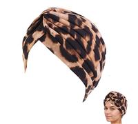 Women Turban Pre-Tied, Cancer Chemo Beanies Cap Headwear Cap, Women Sleep Hats, Twisted Braid Hair Cover Wrap Hat, Hair Loss Hat, Fashionable, beautiful and comfortable. (Leopard print)