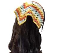 Women Turban Triangle Head Scarf Floral Headwear Kerchief Hairband Head Scarf Vacation Photo Props Crocheted Turban