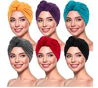 Women Turbans and Head Wraps, Skull-Caps, African Turban Flower Knot Pre-Tied Bonnet Beanie Cap for Women, Blue/Purple/Yellow/Red/Dark Grey/Black, Large
