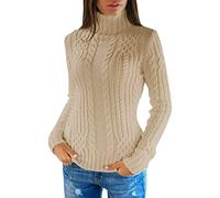 Women Turtle Neck Jumpers Chunky Knit Jumpers Plain Turtleneck Sweater High Neck Knitted Jumpers Solid Color Knit Tops Long Sleeve Pullover Knitwear Casual Fall and Winter Sweater