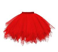 Women Tutu Skirt Pleated Retro Vintage Ballet Bubble Dance Skirt Puffy Petticoat Ruffled Tulle Layered Frilly Skirt Tiered Underskirt Cosplay Princess Skirts for Party