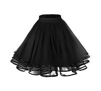 Women Tutu Skirt Retro Vintage Ballet Bubble Dance Skirt Puffy Petticoat Ruffled Tulle Layered Frilly Skirt Tiered Underskirt Cosplay Princess Skirts for Party Black