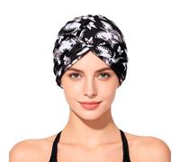 Women Twist Printed Swim Cap Elastic Long Hair Friendly Swimming Turban