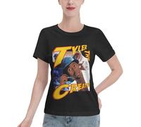 Women Tyler Rapper The Creator Singer Music T Shirts Print Short Sleeve tee Shirt Loose Casual Cute Summer Crew Neck Blouse Simple Oversized Funny Cotton Top Tees for Daily Life Home and Travel
