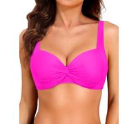 Women Underwire Bikini Top - 2025 Push Up Swimsuit Tops Padded Bra Bathing Suit, Hot Pink, Large
