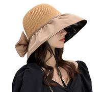 Women UPF 50+ Wide Brim Sun Hat UV Protection Bucket Hats Ladies Summer Straw Beach Hat Safari Outdoor Cap(21.6-22.8 inch) Khaki