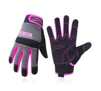 Women Utility Work Gloves, UltraLight Safety Work Gloves with Extensive Palm Protection, Mechanic Gardening Construction DIY Work Gloves with Touchscreen indoors & outdoors (Large, Pink)