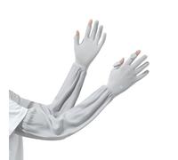 Women UV Sun Protection Gloves Anti UV Cycling Driving Gloves Ice Silk Arm Sleeves Long Gloves for Sports Golf Hiking Fishing (Light Gray)