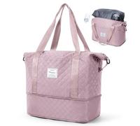 Women Vacuum Travel Bags with Pump, Large Duffle Bag Personal Item 18x14x8, Expandable Weekender Bags, Overnight Carry on Bag, Purple, 18x14x8 in