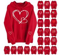 Women Valentine's Day Red Hoodies Winter Fleece Drawstring Long Sleeve Love Printed Funny Pullover Tops Sweatshirts Casual Soft Hooded Sweatshirt Loose Fit Blouse Tops Ladies Hoodies with Pocket