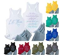 Women Vest Tops Crew Neck Casual Summer Tee Tops Sleeveless Cotton Graphic Print Ladies Vests Tank Tops Casual Loose Fit Blouse Tunic T Shirts Tees Swing Tank Tops Size 8-16 00 White S