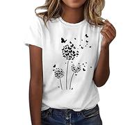 Women Vest Tops, Summer Crew Neck Tee Shirt Young Womens Floral Print T-Shirts Fashion Short Sleeved Tunic Tops Casual Loose Blouses Women's Holiday Pullover White Tops for Women UK Blouses