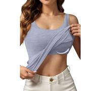 Women Vest Tops UK with Built in Padded Bra Double Spaghetti Strap Camisole Ladies Summer Square Neck Tank Top Yoga Pilates Gym Workout Cami Top Longline Vest Tops Solid Basic Stretch Undershirts
