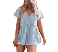 Women Vintage Blouses & Shirts Sale, Women's Waffle Knit Tunic Knot Tie Blouse Long Sleeve Tops V-Neck Casual Loose Bat Wing Shirts Sleeveless Tops for Women Top Blue