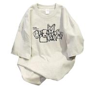 Women Vintage Cartoon Graphic T Shirts Y2K Harajuku Aesthetic Tops Preppy Summer Oversized Streetwear Indie Clothes, Gray, XXX-Large Petite