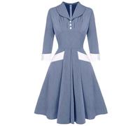 Women Vintage Dress 1950s Audrey Hepburn Dress A Line Swing Cocktail Party Dresses Plain Short Sleeve Button V Neck Retro Dresses Swing Flowy Tea Dress 50s 60s Dance Gown with Pocket Belt