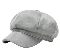 Women Vintage Newsboy Cabbie Peaked Beret Cap Warm Baker Boy Visor Hat Flat Cap, Light Grey#2, One Size