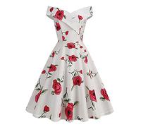 Women Vintage Rockabilly Dresses Audrey Hepburn 1950s Fancy Dress Cocktail Party Dinner Dress Floral V Neck Sleeveless Retro Dresses A Line Swing Flowy Tea Dress 50s 60s Dance Gown