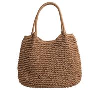 Women Vintage Shoulder Bag Large Capacity Crochet Beach Handbag Hasp Closure Simple Weaving Handbag Ladies Summer Daily Bag