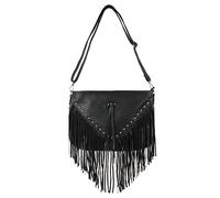 Women Vintage Tassel Crossbody Bag Vegan PU Leather Satchel Handbags Purse Messenger Fringe Shoulder Bag
