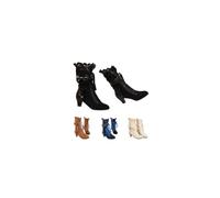 Women Vintage Victorian Boots 70s Lace Up Mid Calf Side Zipper Low Chunky Heel Renaissance Shoes Womens Witch Booties Costume Cosplay Medieval Ankle Boots