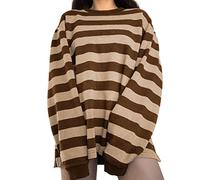 Women Vintage Y2K Long Sleeve Shirt Fairy Grunge Graphic Tees Tops 90s E-Girl Aesthetic Harajuku T-Shirt Streetwear (M-Brown, S)