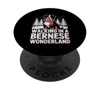 Women Walking In A Bernese Wonderland Cute Dog Christmas Pun PopSockets Adhesive PopGrip
