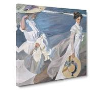 Women Walking On The Beach by Joaquin Sorolla Y Bastida Canvas Print | Gallery Wrapped 30mm Frame Wall Art | 20x20 inches | Ready to Hang | Modern Seascape Picture | Living Room Bedroom Lounge Office