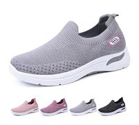 Women Walking Orthopedic Shoes Slip-On Walking Shoes, Casual Mesh Comfortable Working Nurse Shoes,Summer Breathable Lightweight Sneakers Memory Foam（A3897） Grey