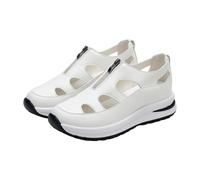Women Walking Sandals Closed Toe,Wedge Platform Sandals For Women Cutout Breathable Slides Lightweight Non-Slip Sneakers With Zip Up Soft Comfortable Cushion Summer Shoes For Indoor Outdoor