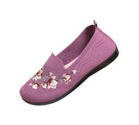 Women Walking Trainers Mesh Embroidery Floral Orthopedic Breathable Shoes Womens Running Non Slip Soft Sneakers Womens Summer Lightweight Flexible Footwear (Purple, 5.5)